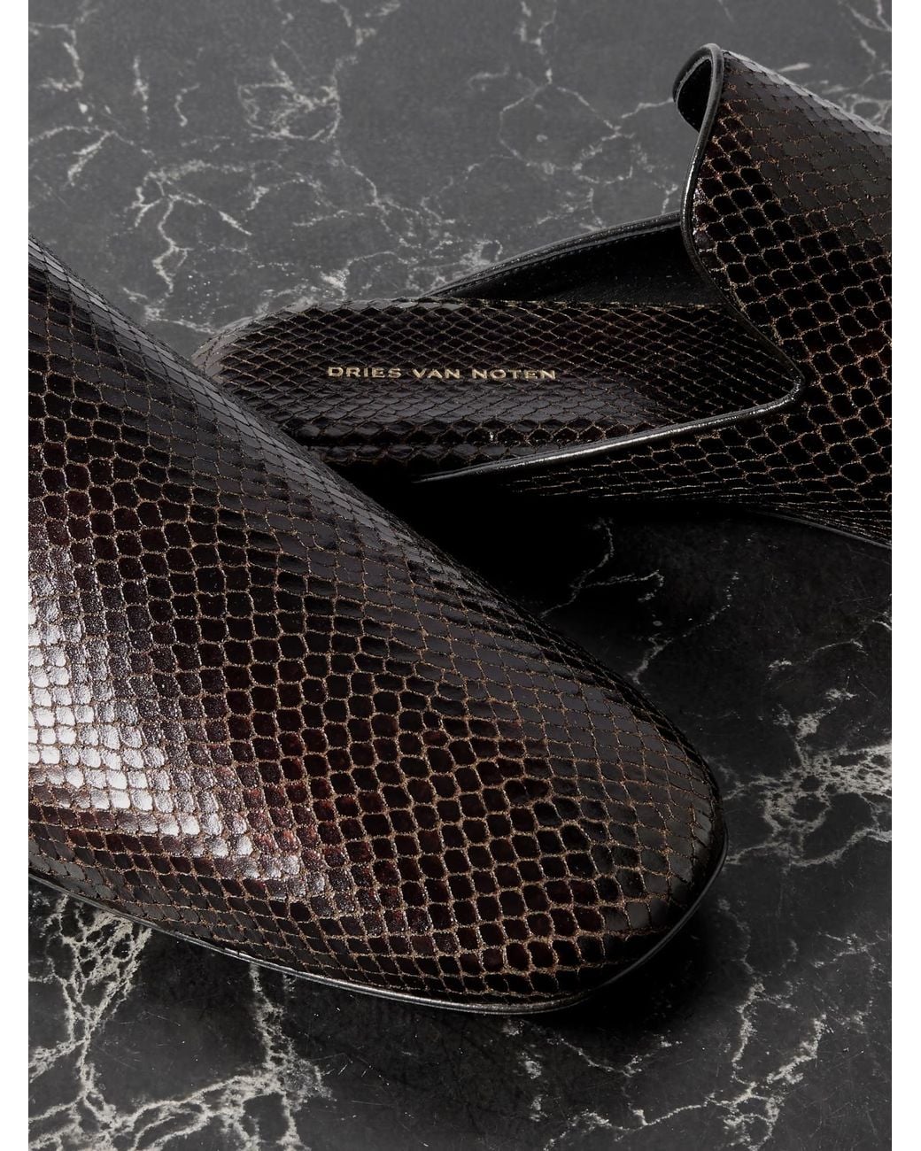 Dries Van Noten Black Round-Toe Mules