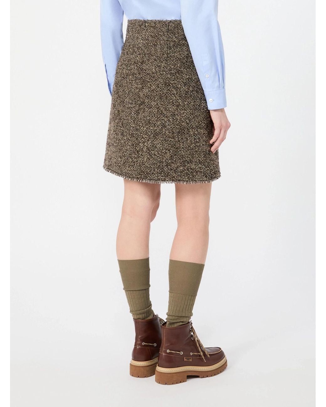Weekend by Maxmara Natural Virgin Wool-Blend Tweed Mini Skirt