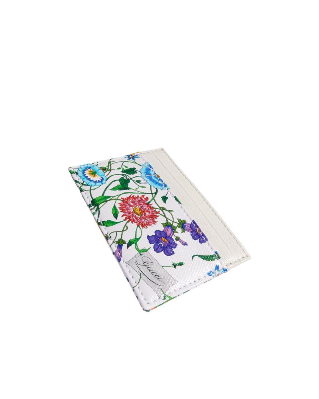 Gucci White Flora-Motif Card Case
