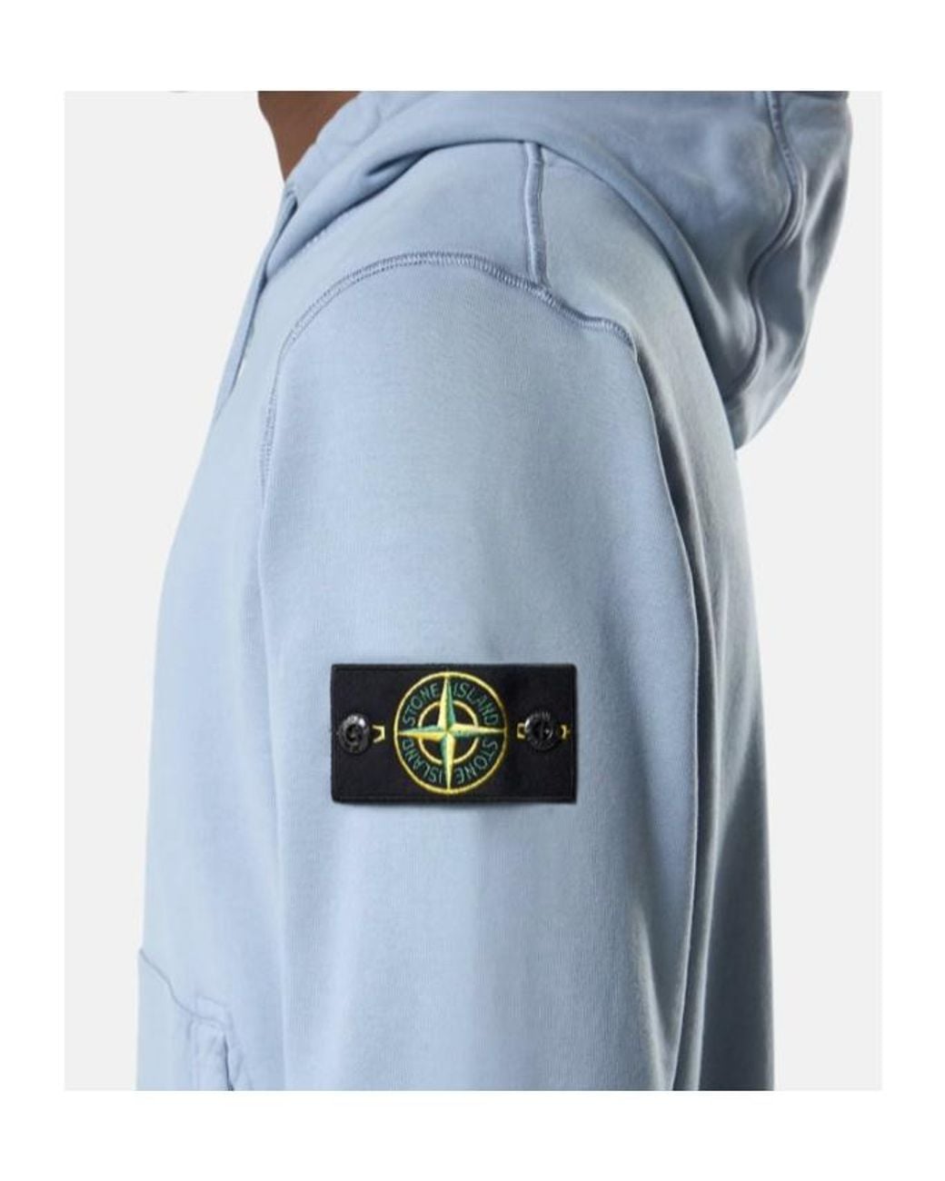 Stone Island Blue Logo Patch Drawstring Hoodie for men