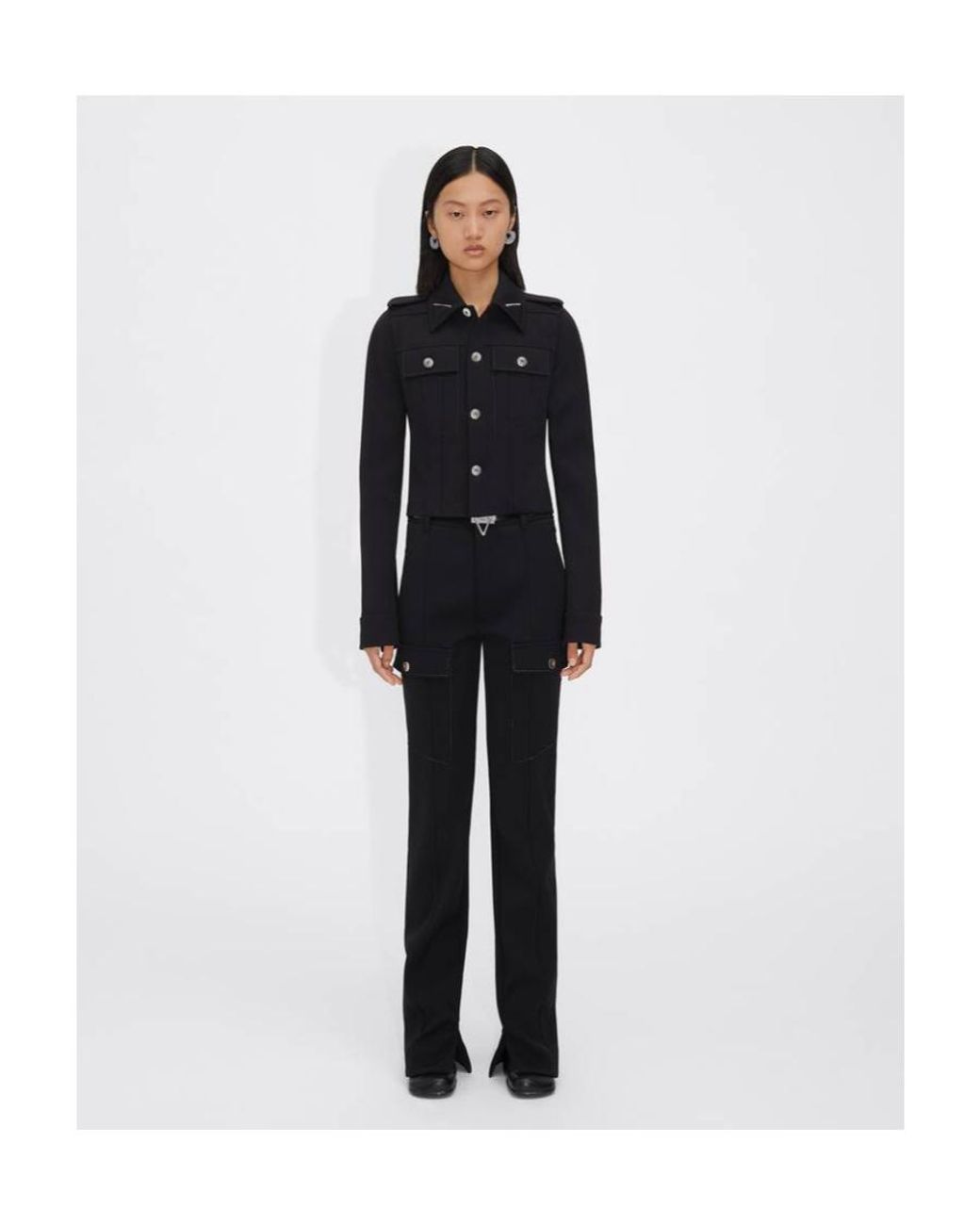 Bottega Veneta Black Slit-Hem Cargo Pants