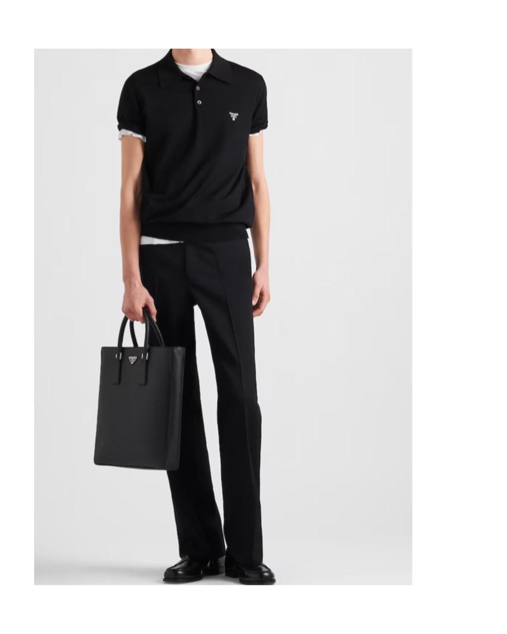 Prada Black Logo Detailed Short-Sleeved Polo Shirt for men
