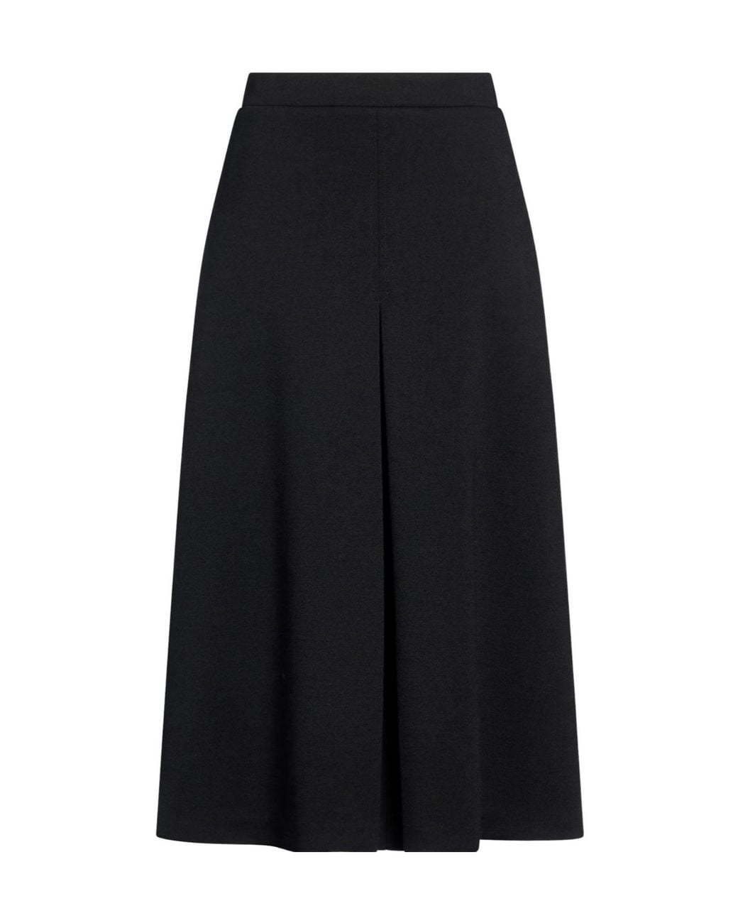 Saint Laurent Black Solid-Color Wool Pleated Skirt