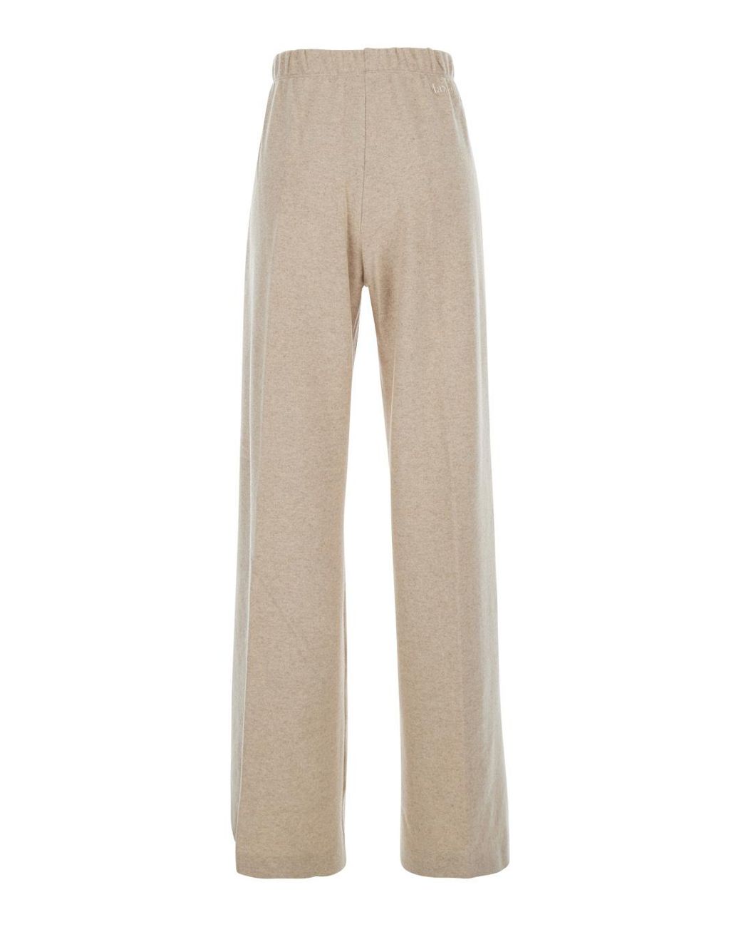 Max Mara Natural Trousers With Pleats And Logo