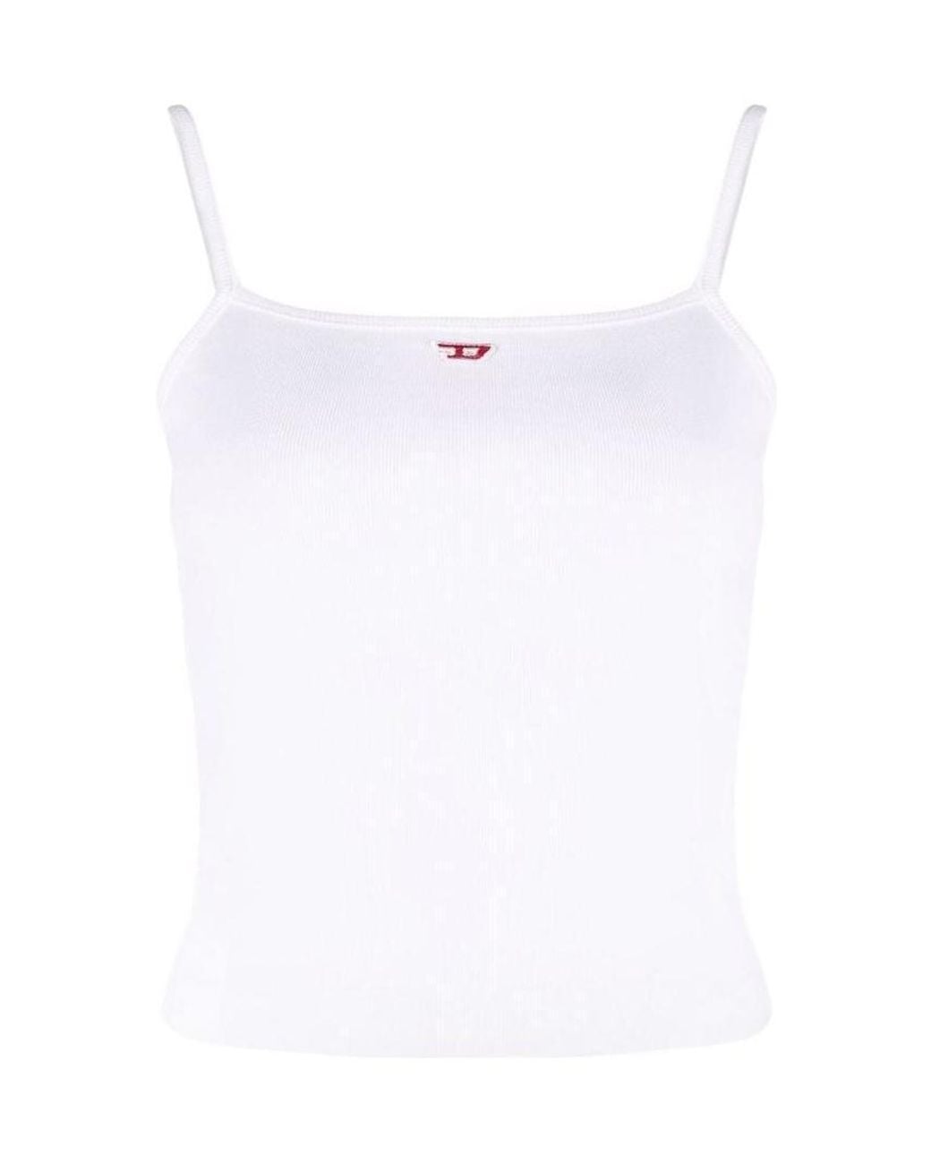 DIESEL White Logo-Print Cotton Tank Top