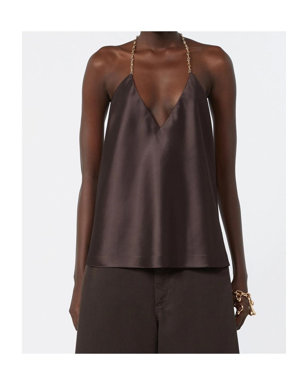 Sportmax Purple Spxpiombo V-Neck Chain-Strap Top