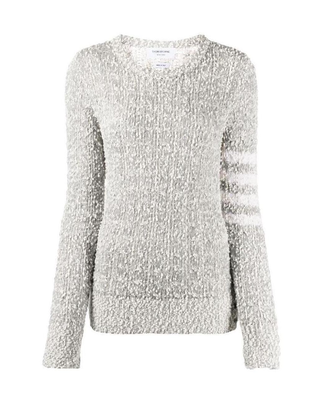 Thom Browne Gray Open Tuck Stitch 4-Bar Jumper