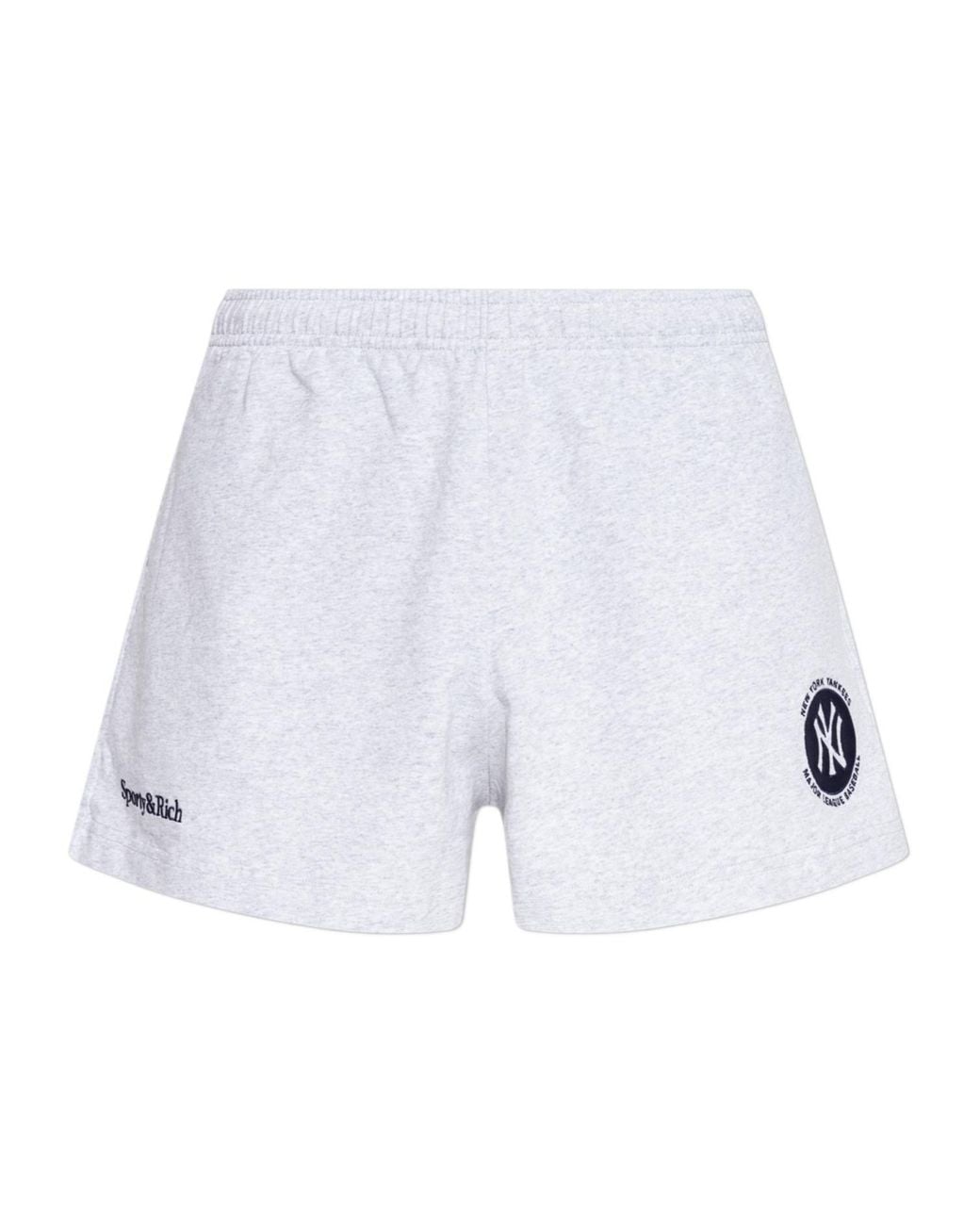Sporty & Rich White New York Yankees Logo Shorts