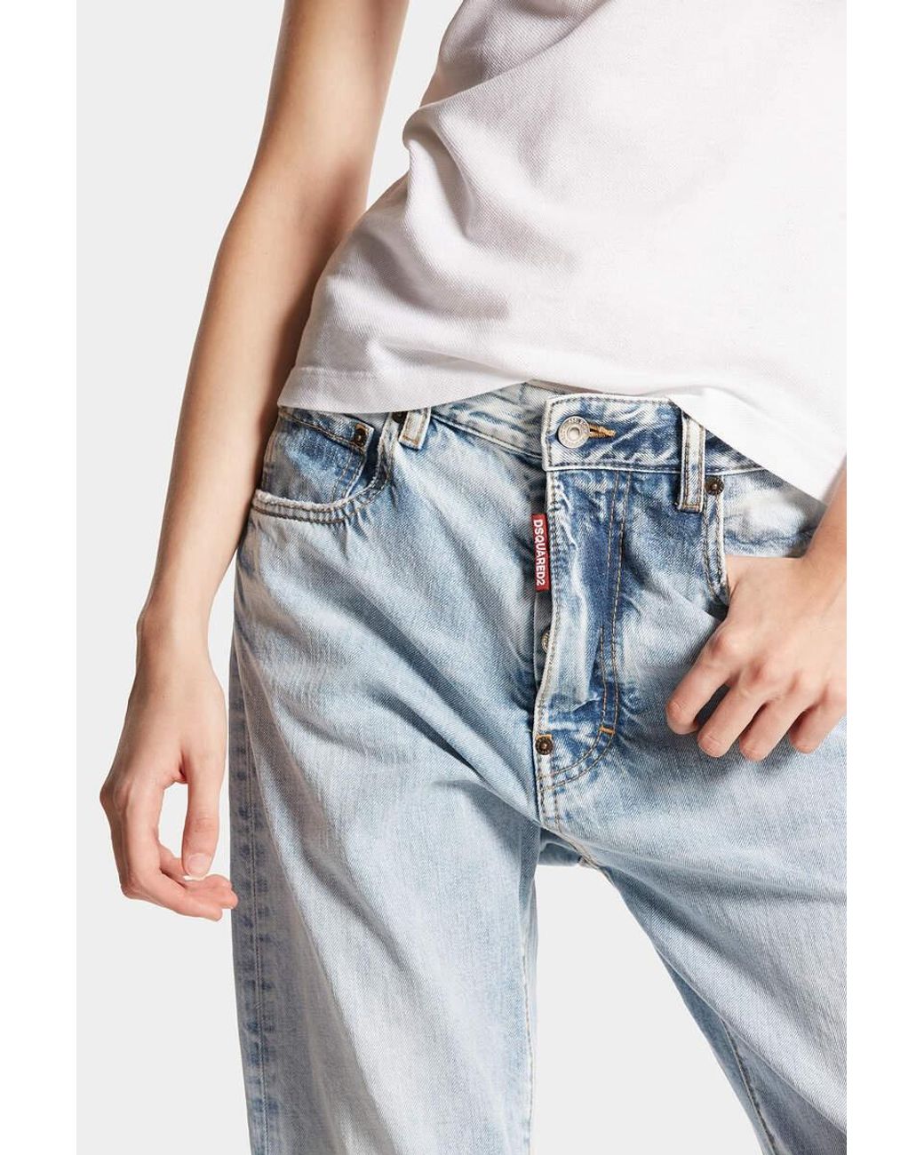 DSquared² Blue Distressed Light Palm Beach Wash 642 Jeans