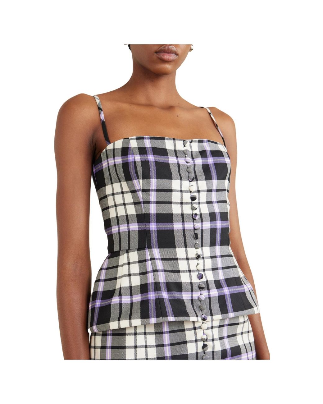 Carolina Herrera White Checked Wool-Blend Midi Dress