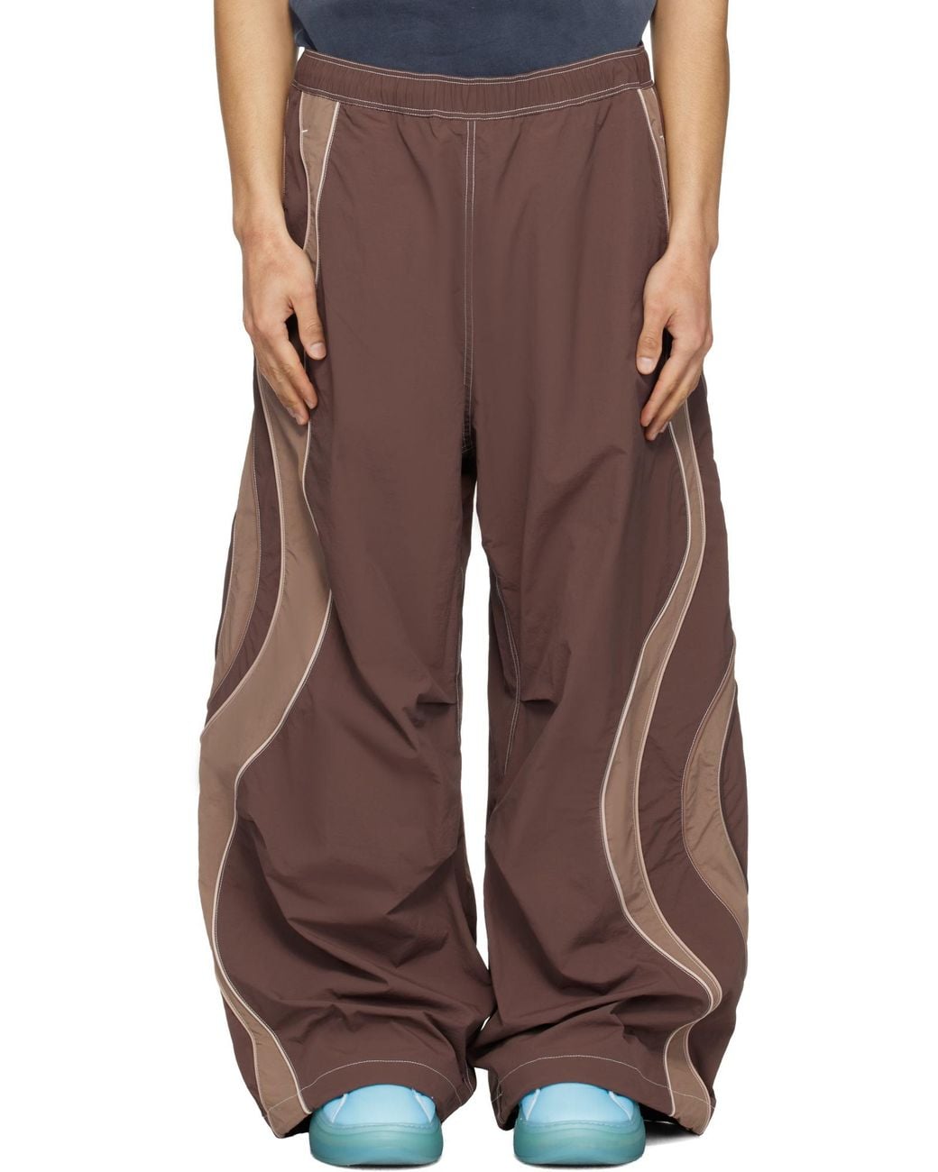 ERL Brown Contrast Panel Wide-Leg Pants for men