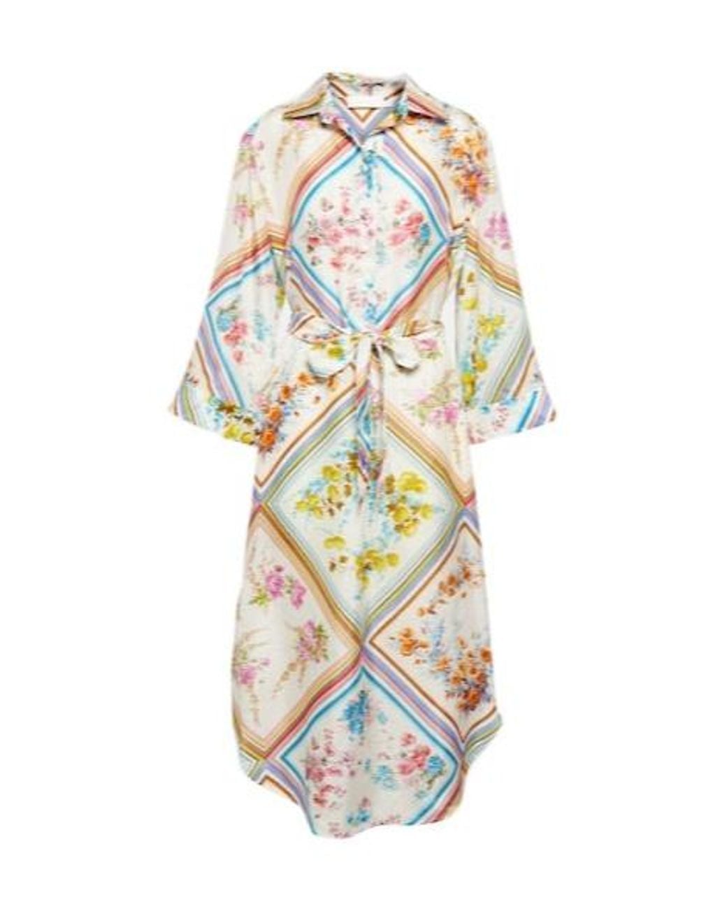 Zimmermann Metallic Halcyon Floral Silk Midi Dress