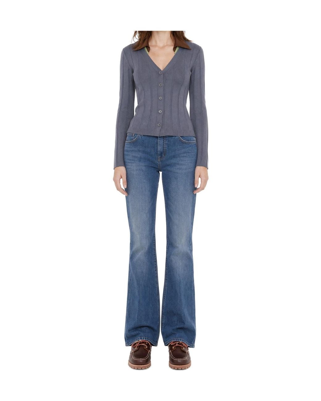 Patrizia Pepe Blue Button-Up V-Neck Cardigan
