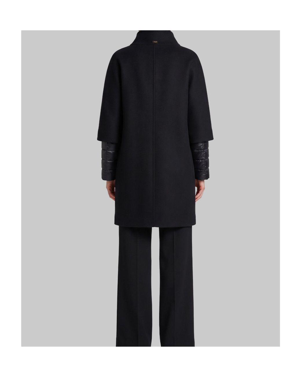 Herno Black Ecowool And Nylon Ultralight Coat