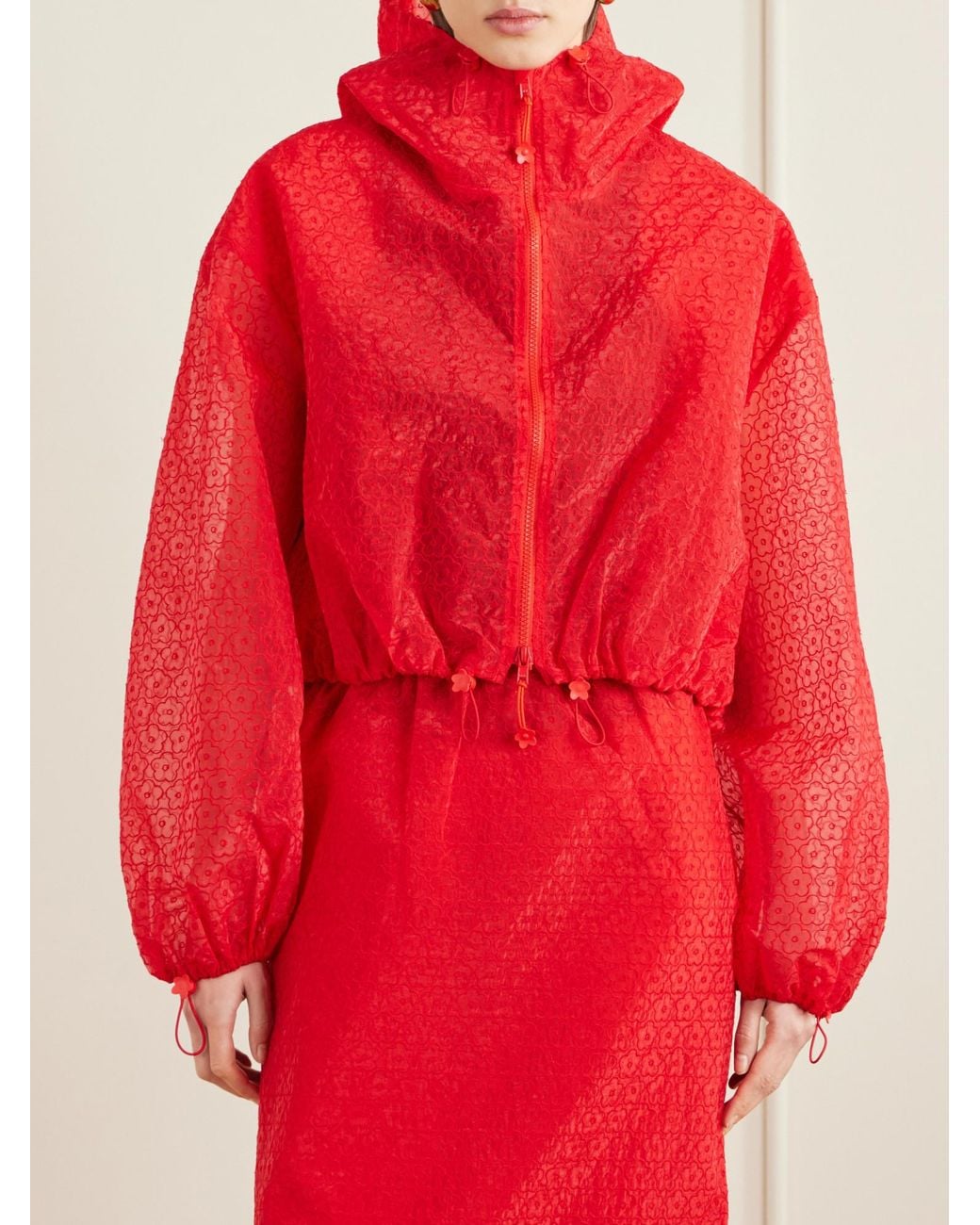 CECILIE BAHNSEN Hooded Embroidered Tulle Jacket