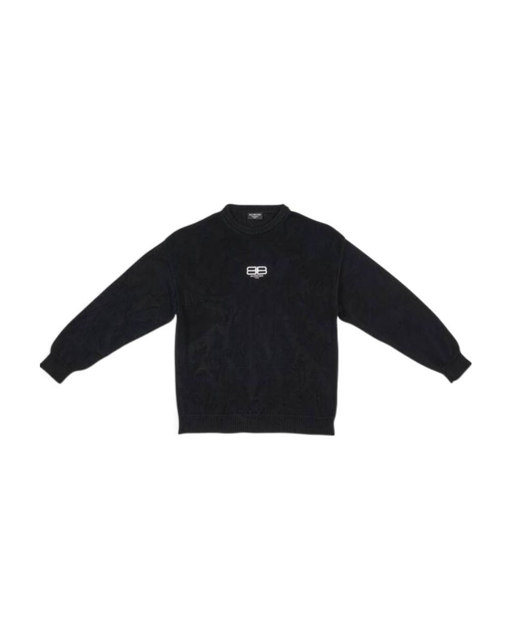 Balenciaga Blue Logo Embroidered Knit Jumper for men