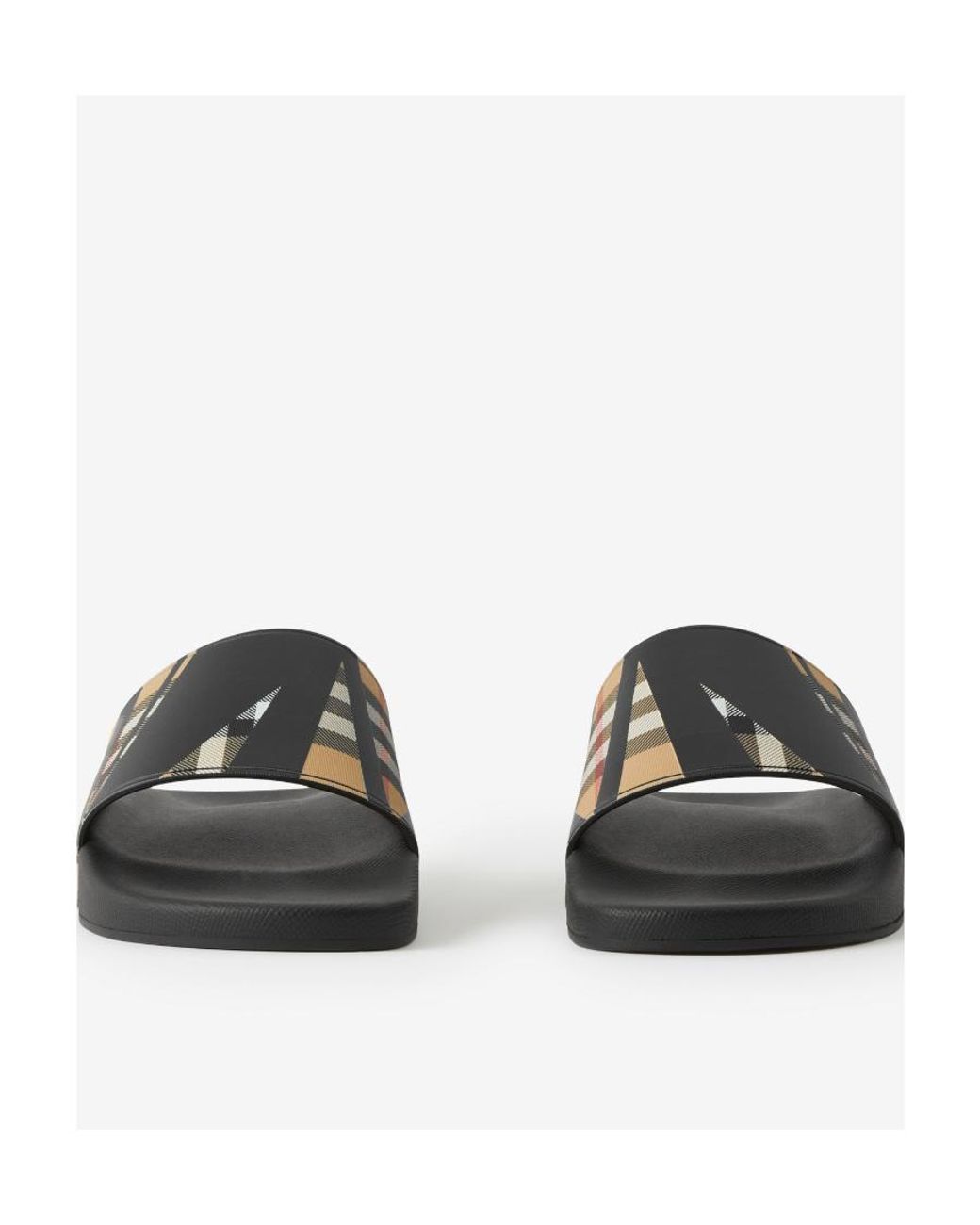 Burberry White Vintage Check Sliced-Print Slides for men