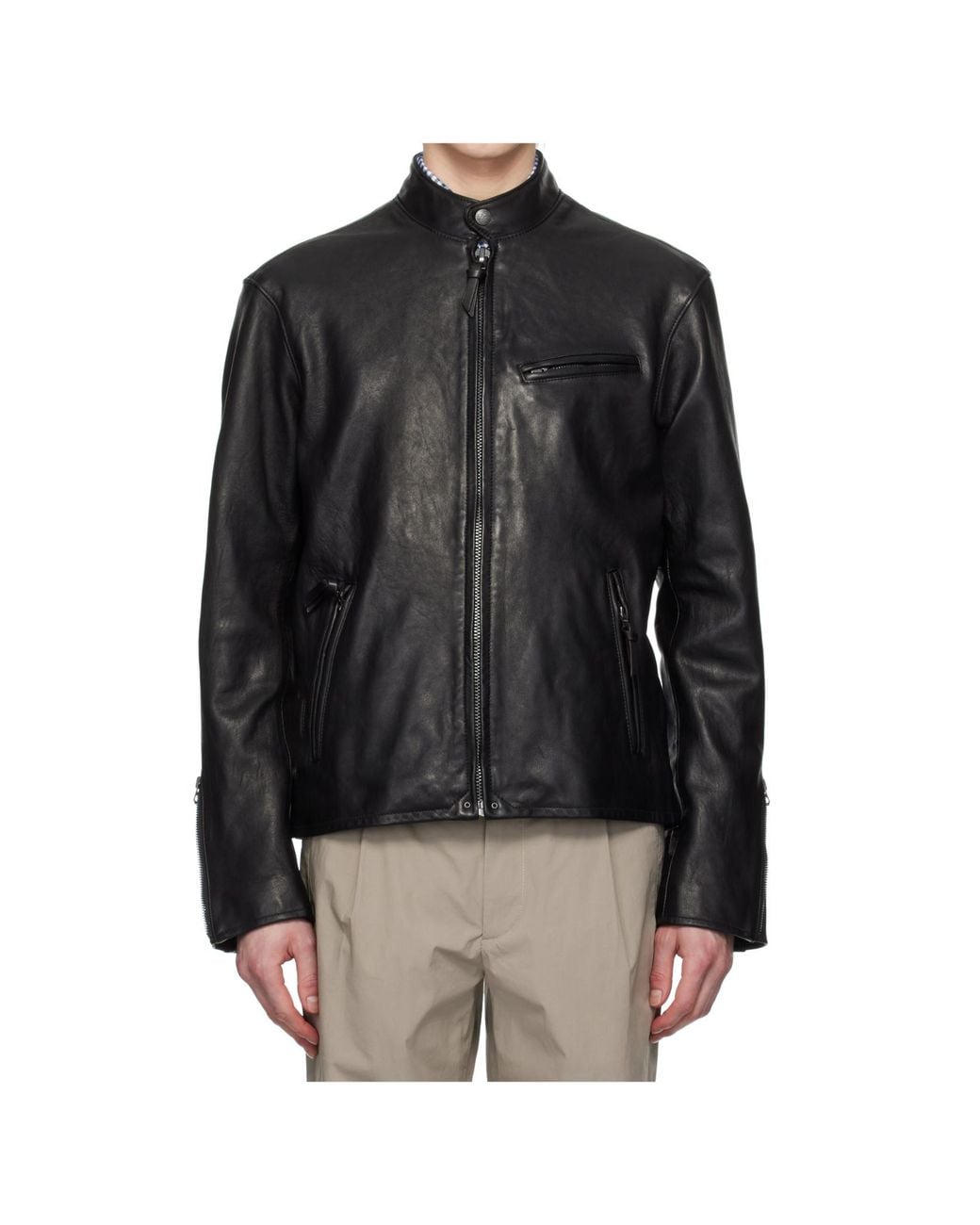 Polo Ralph Lauren Black Racer Leather Jacket for men