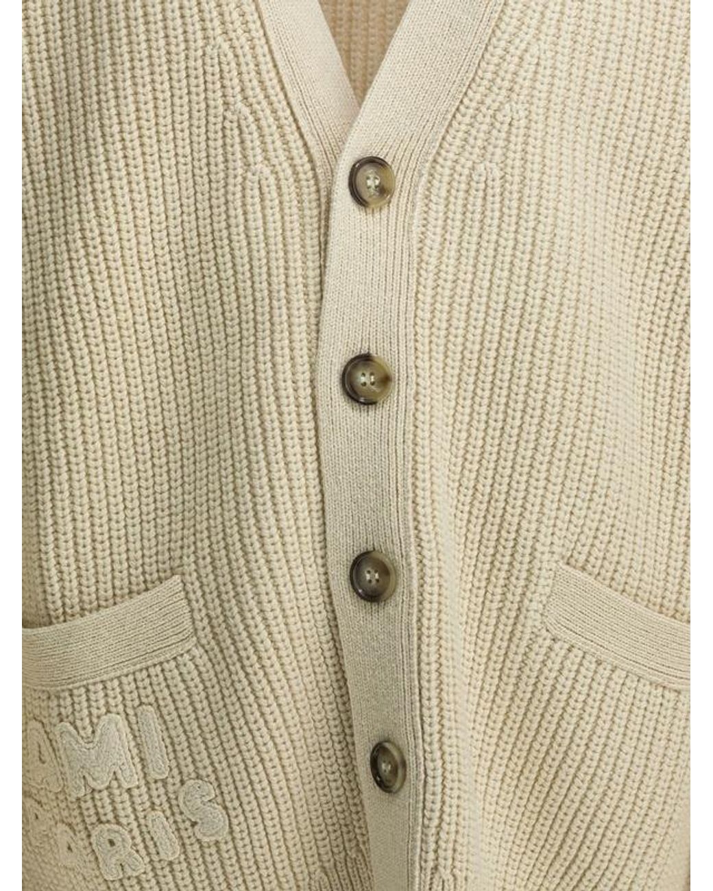 AMI Natural V-Neck Long Sleeved Cardigan
