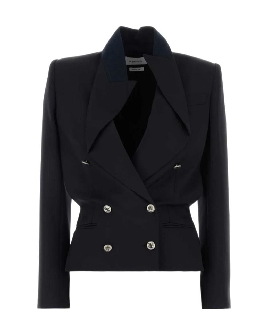 McQueen Black Double-Breasted Fitted Blazer