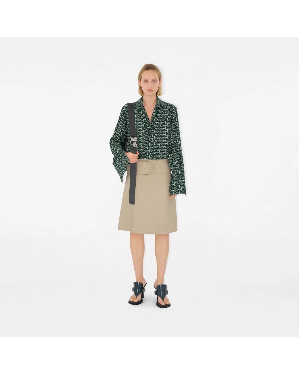 Burberry Green Monogram Printed Long Sleeved Shirt