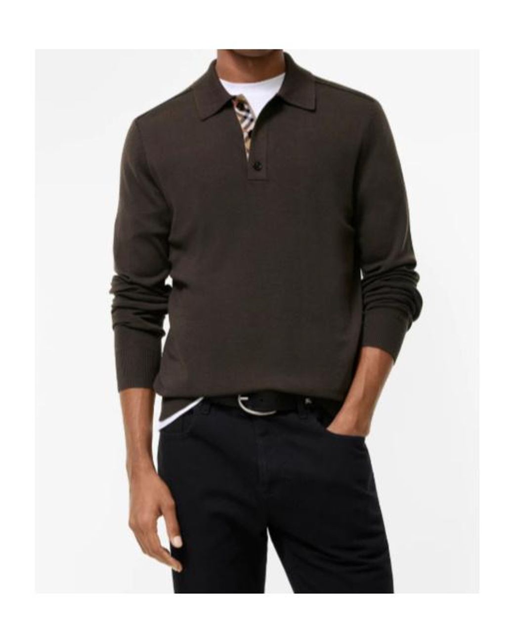 Burberry Black Marcus Long-Sleeve Polo Sweater for men