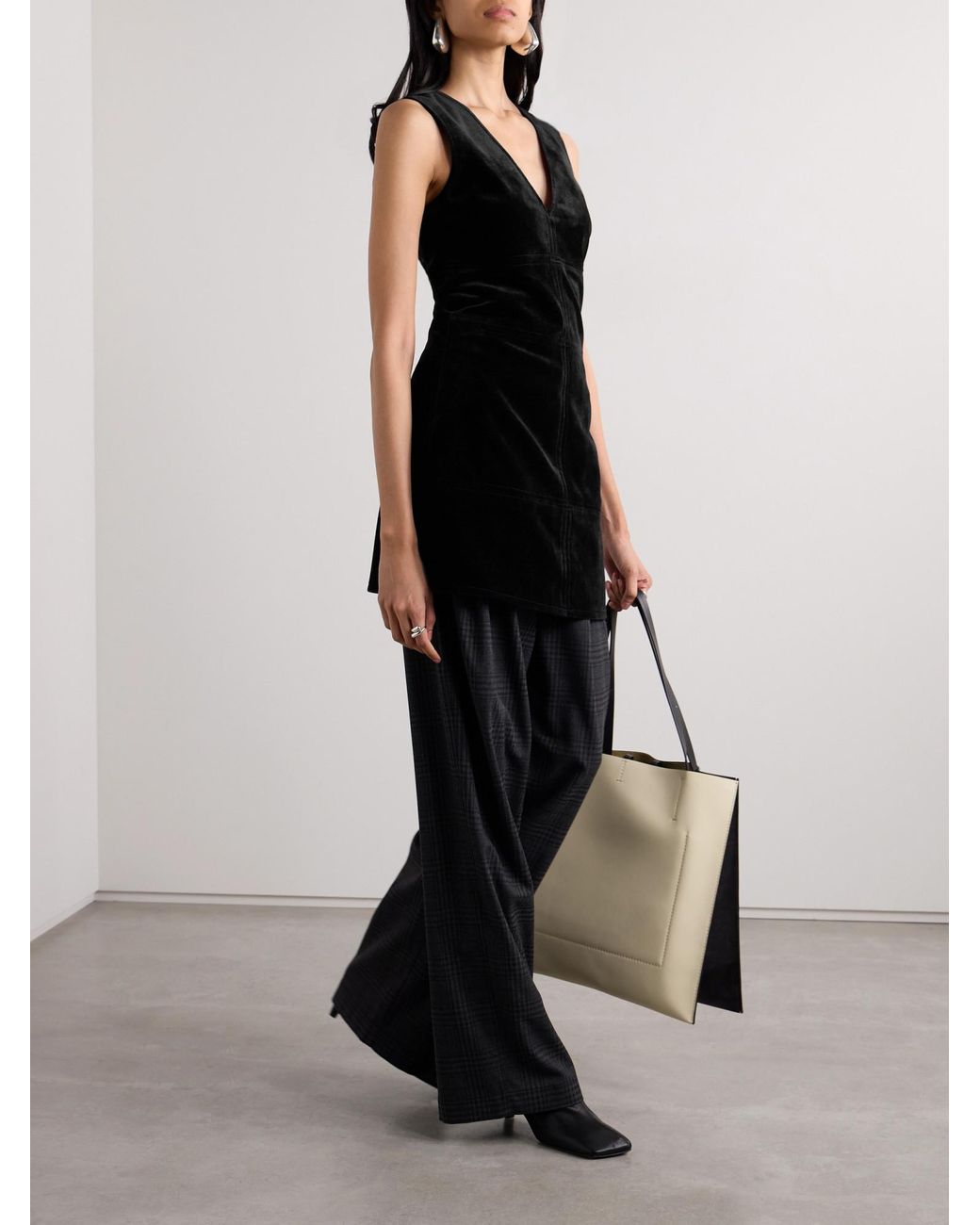 Proenza Schouler Black Paneled Velvet Mini Dress
