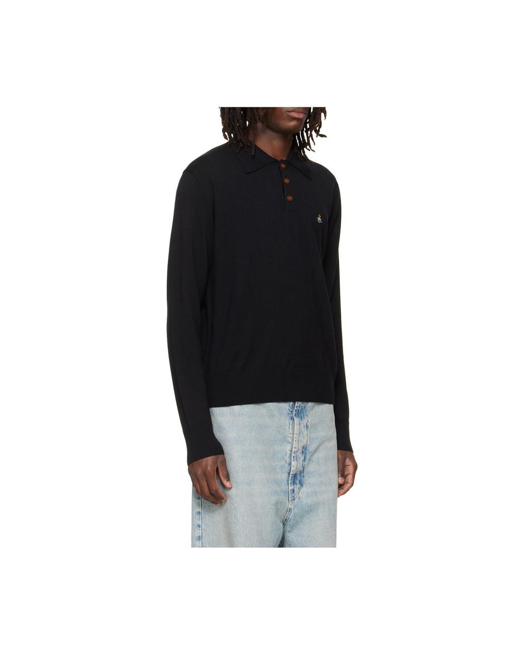 Vivienne Westwood Black Mark Long-Sleeve Polo Shirt for men