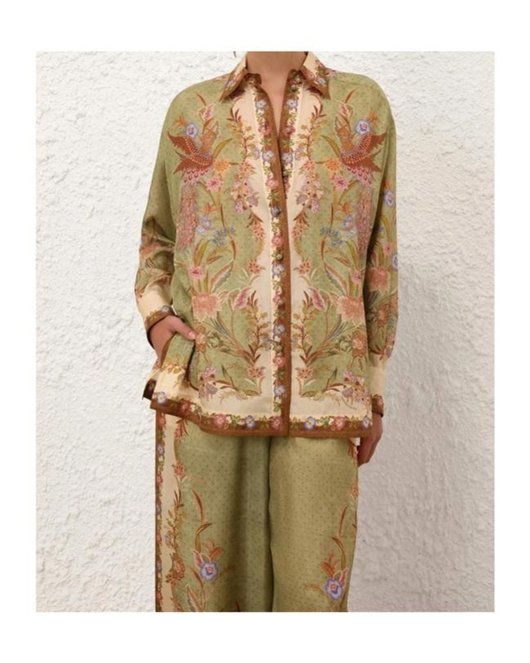 Zimmermann Multicolor Jeweled Button Printed Shirt