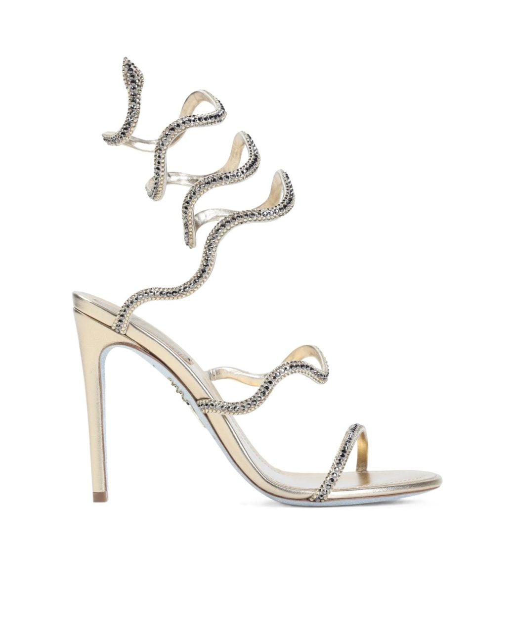 Rene Caovilla Metallic Round-Toe High-Heeled Sandals