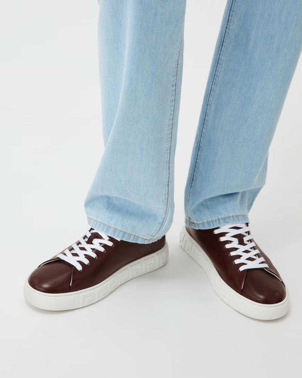 Versace Brown Greca Low-Top Sneakers for men
