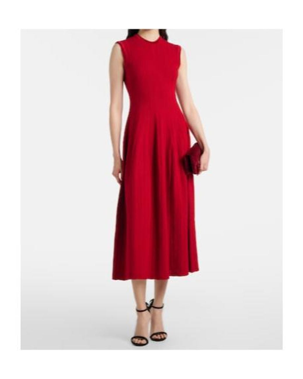 Ralph Lauren Red Silk-Blend Midi Dress