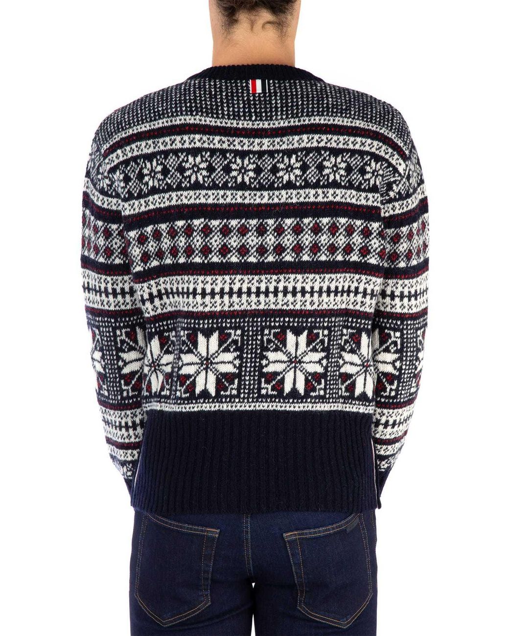 Thom Browne Blue Mohair Diagonal Striped Pullover for men