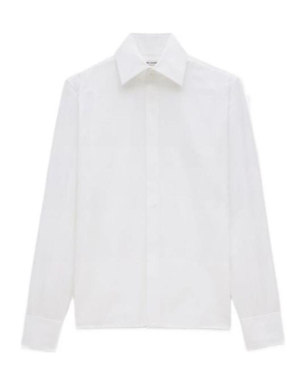 Saint Laurent White Cassandre Buttoned Straight Hem Shirt for men