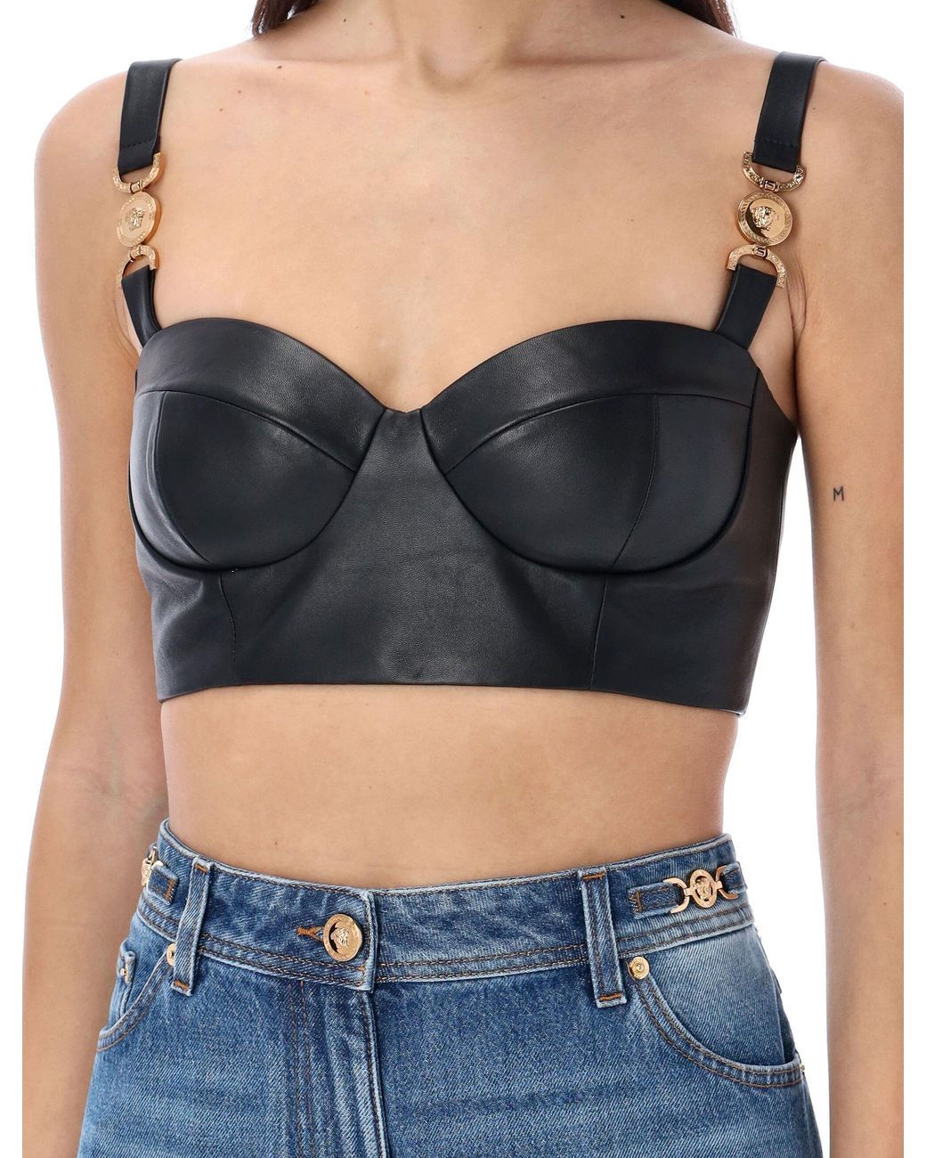 Versace Blue Medusa Hardware Straps Bustier