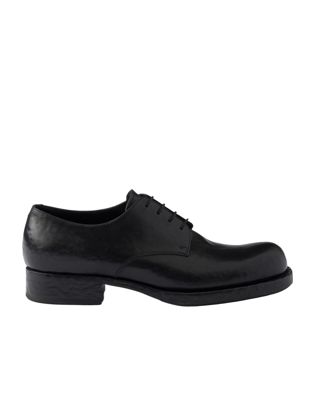 Prada Black Polished Derby Shoes for men