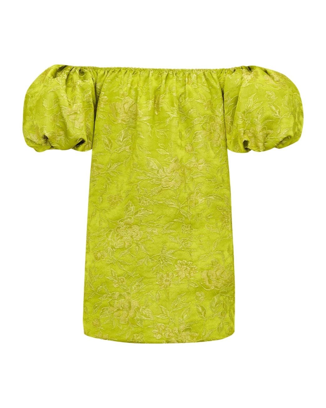 Saint Laurent Yellow Puff-Sleeve Mini Dress