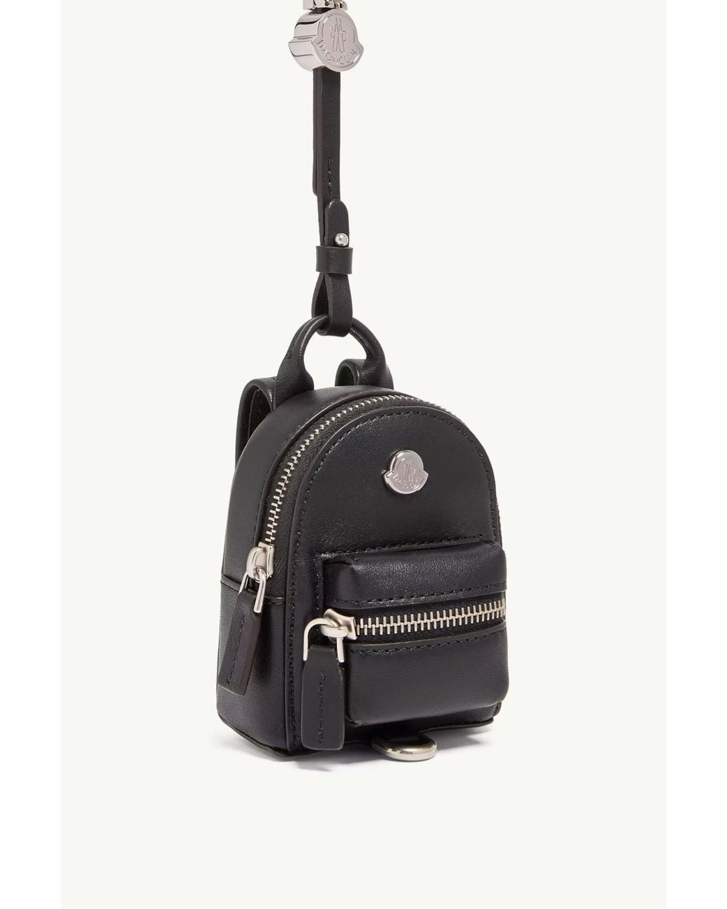 Moncler White Mini Backpack Keyring for men