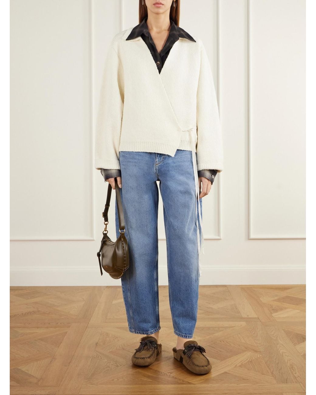 Isabel Marant Brown Leather-Trimmed Suede Loafers