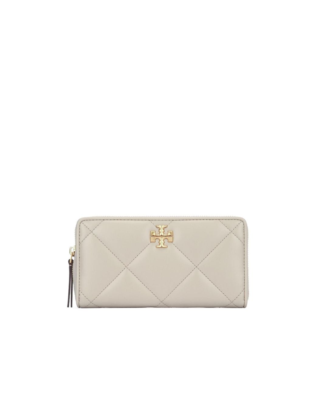 Tory Burch White Quilted Zip Continental Wallet