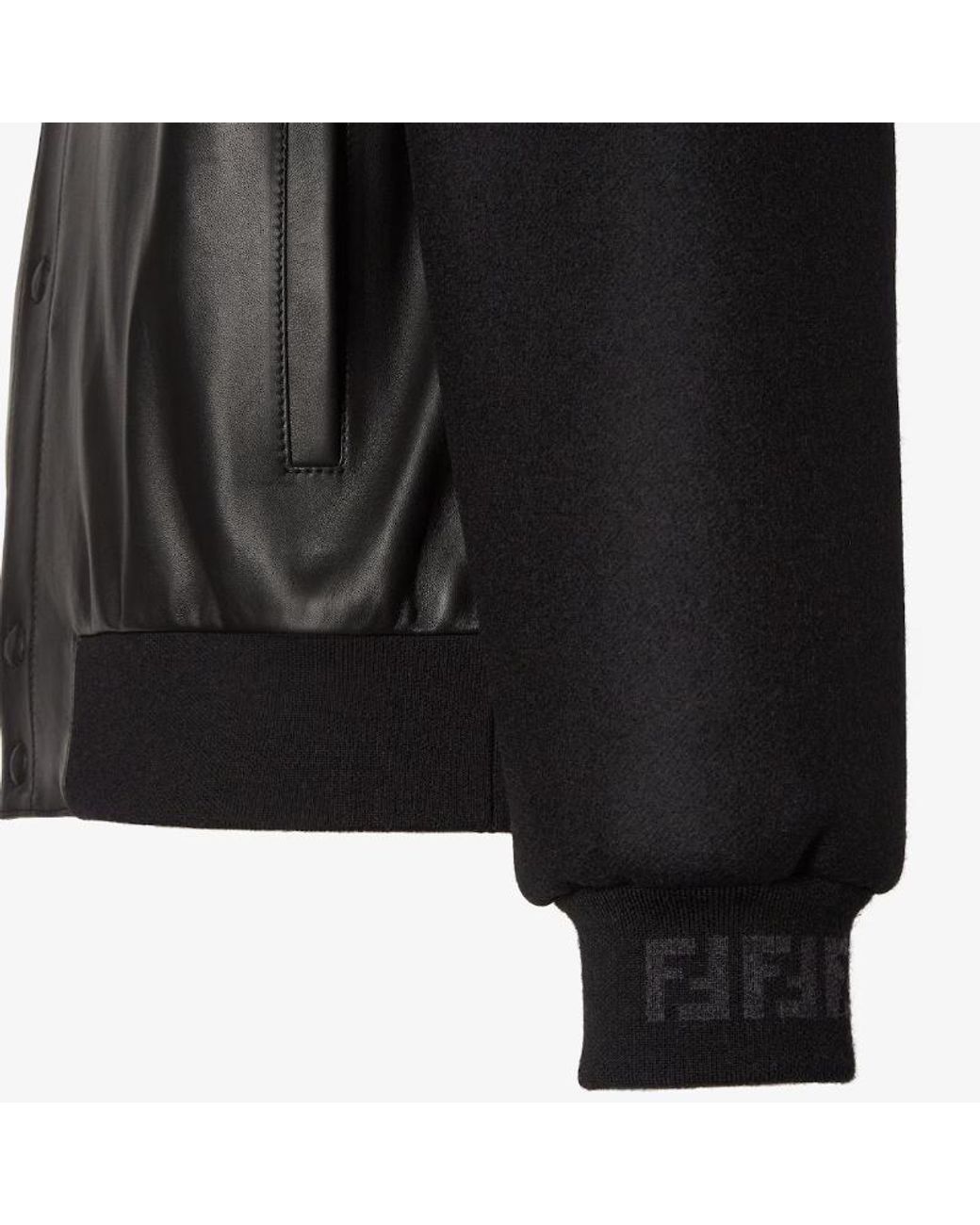 Fendi Black Wool And Leather Blouson for men