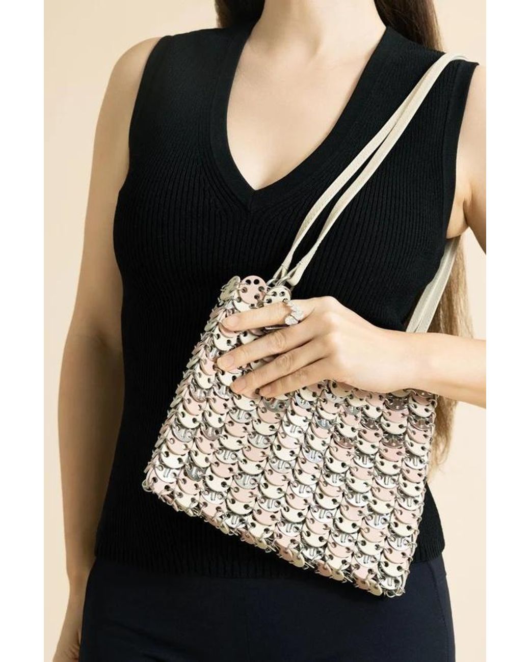 Rabanne White Tricolor Nano Shoulder Bag