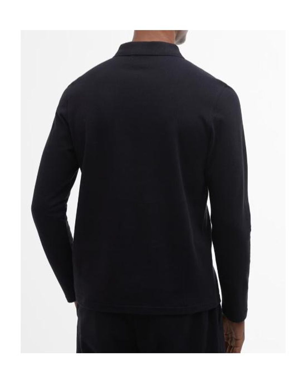 Barbour Black Long-Sleeved Zip-Up Polo Shirt for men