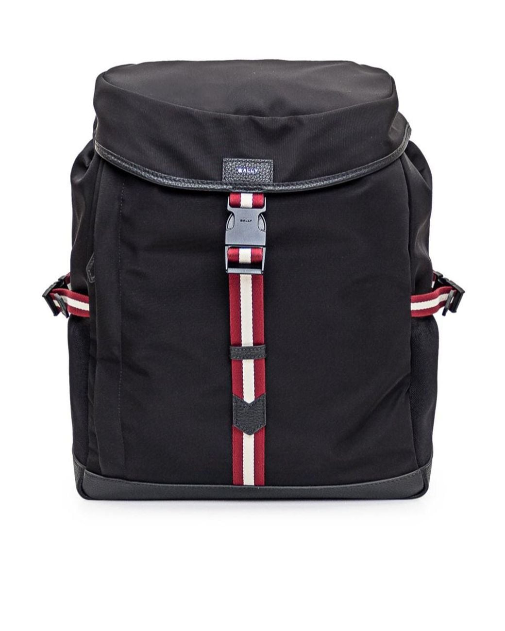 Bally Black Stripe Detail Folding Top Backpack for men