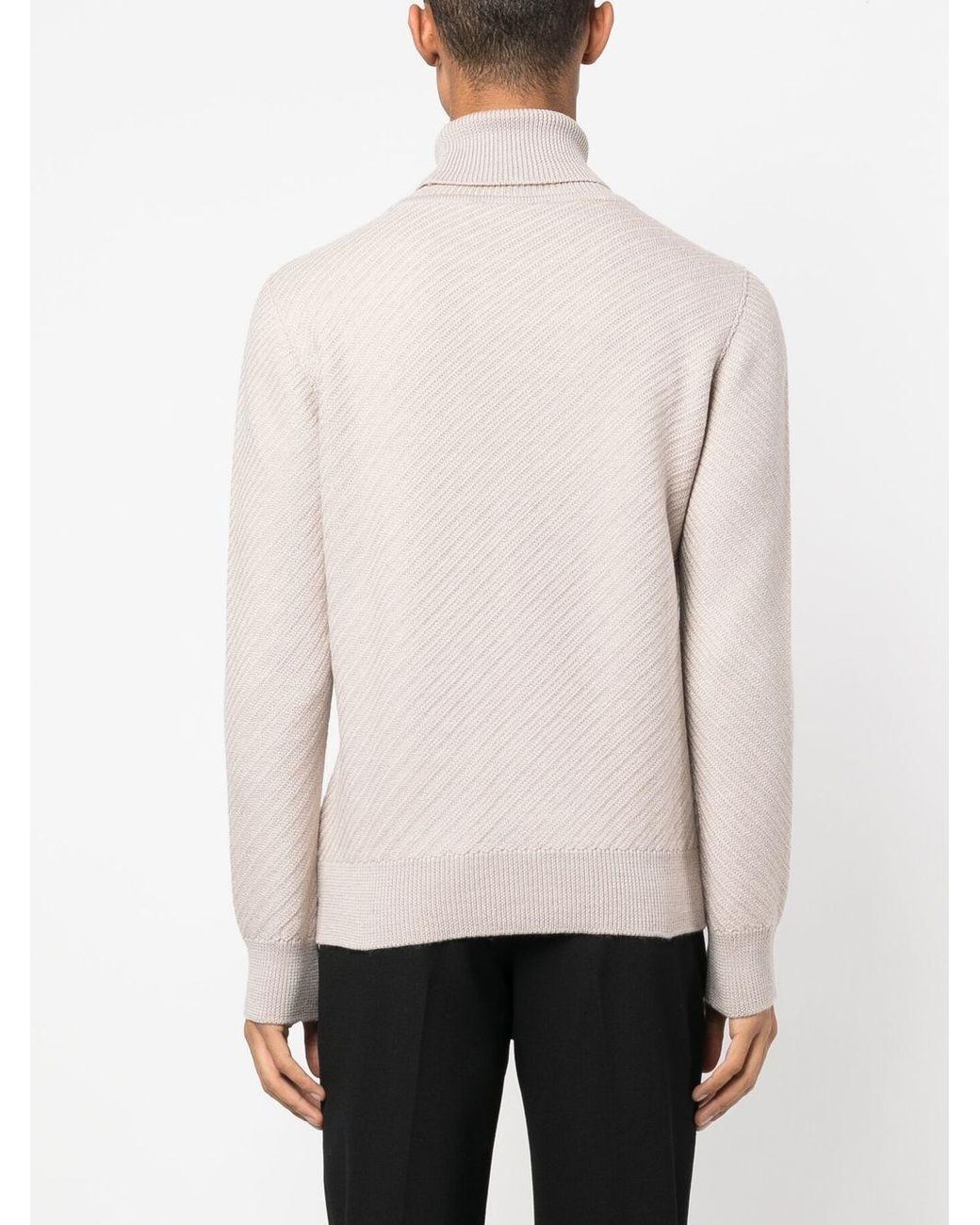 Lardini White Turtleneck Long-Sleeved Knit Jumper for men