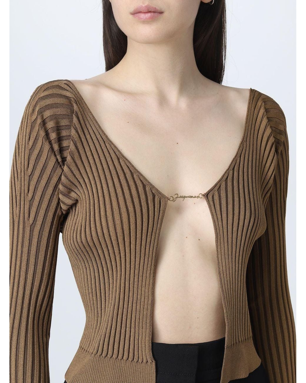 Jacquemus Brown Logo Long-Sleeve Cardigan