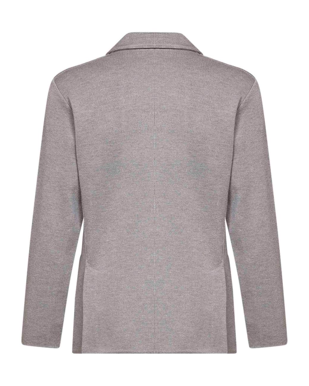Lardini Gray Double-Breasted Knit Blazer for men