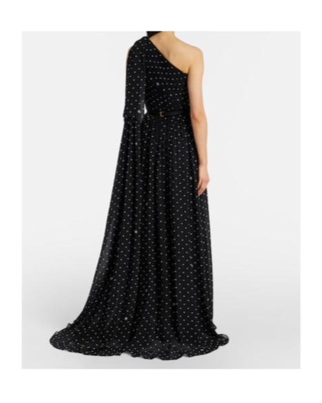 Elie Saab Black Polka-Dot One-Shoulder Gown