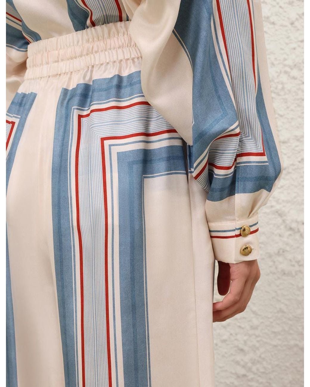 Zimmermann Blue Geometric Print Wide-Leg Pants