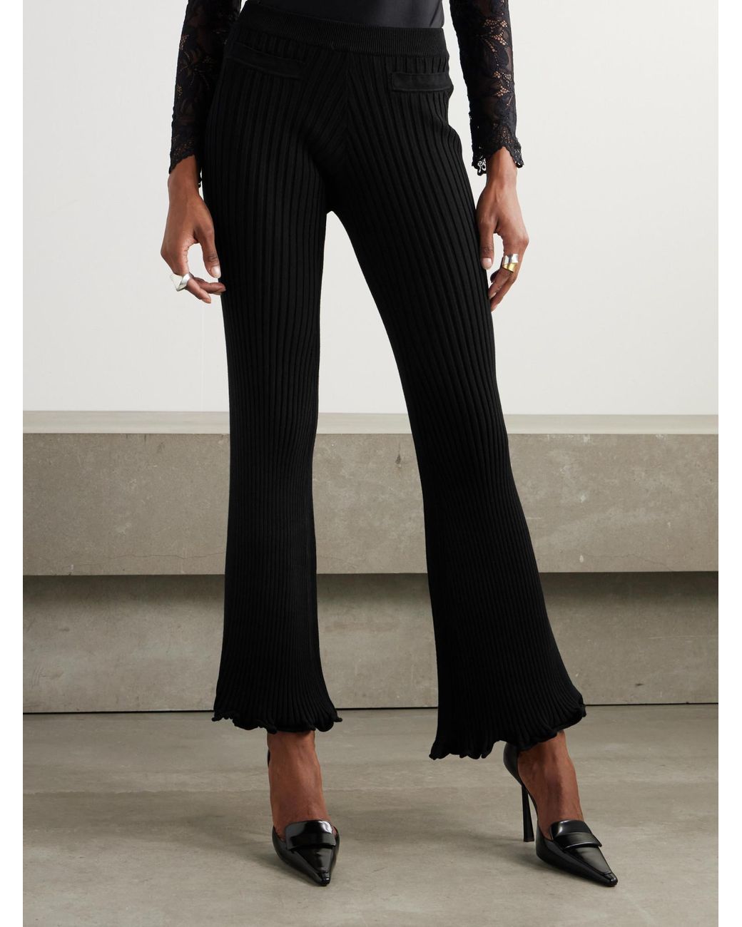 Rabanne Black Ribbed Trousers